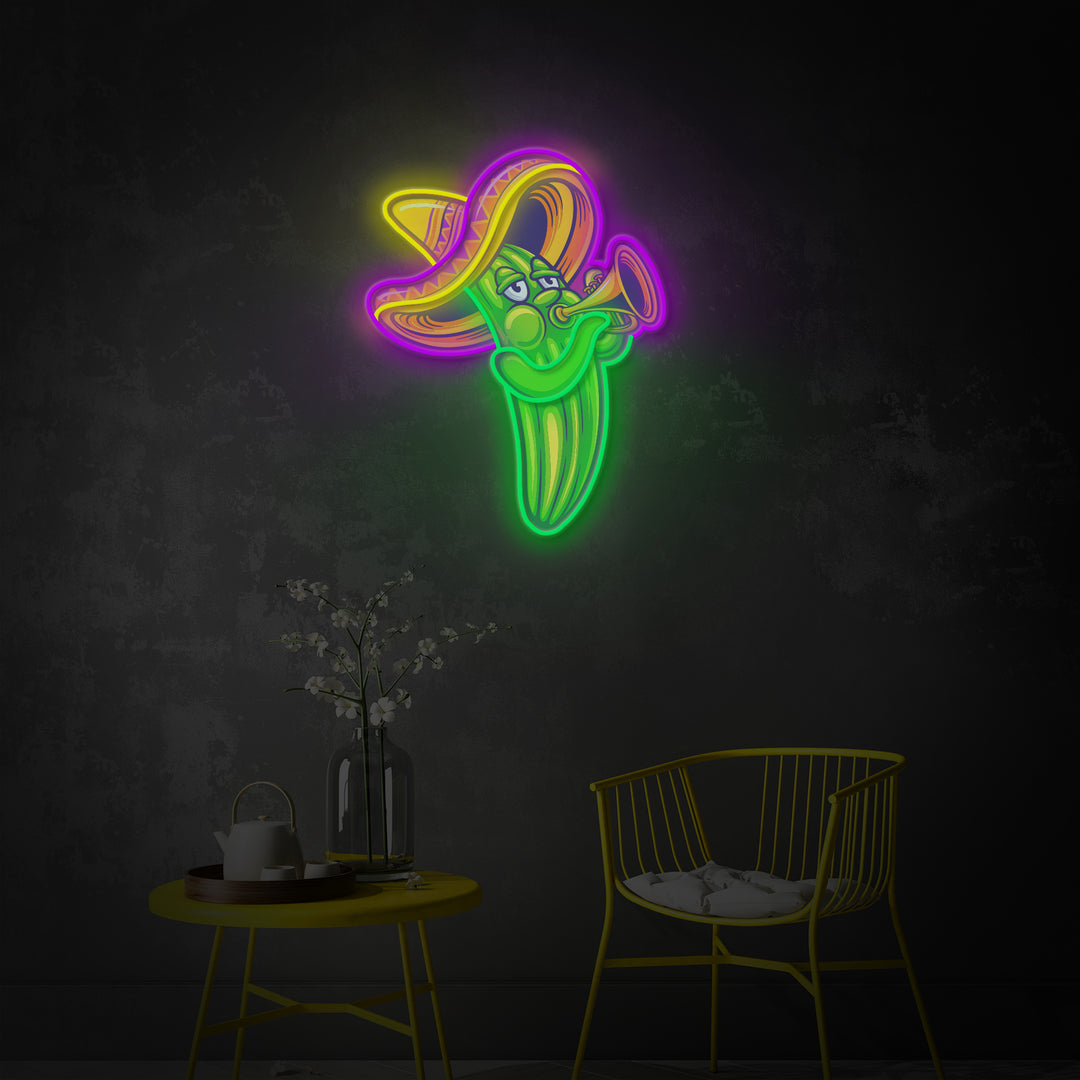 "Cinco De Mayo Cactus Mexican" LED Neon Sign