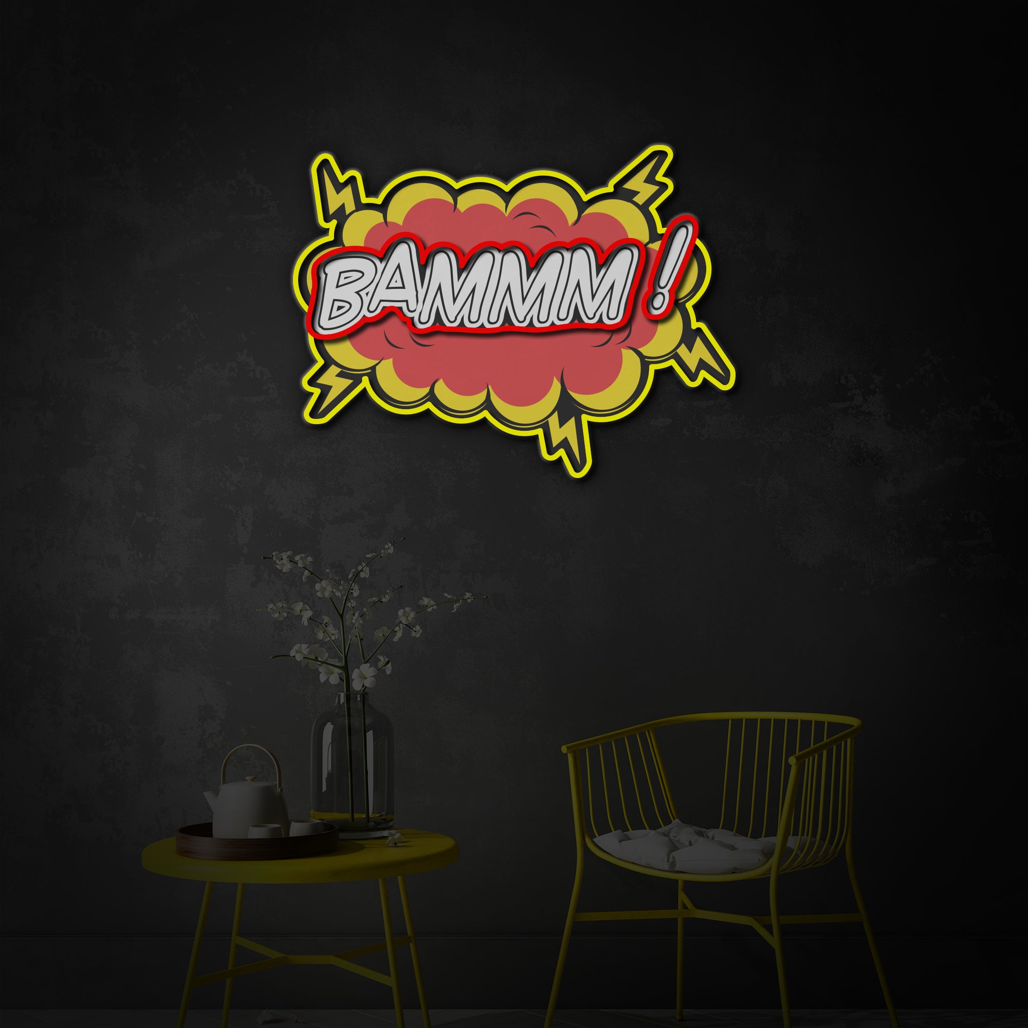 "Comic Bammm" LED Neon Sign 2.0, Luminous UV Printed