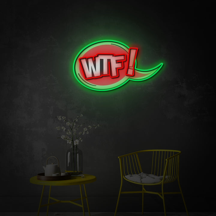 "Comic WTF" LED Neon Sign 2.0, Luminous UV Printed