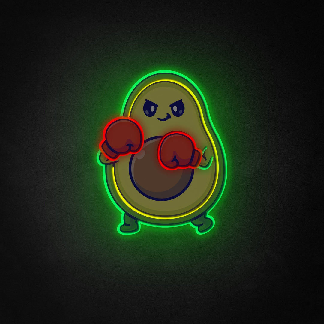 "Cute Avocado Boxing" Neon Like Sign