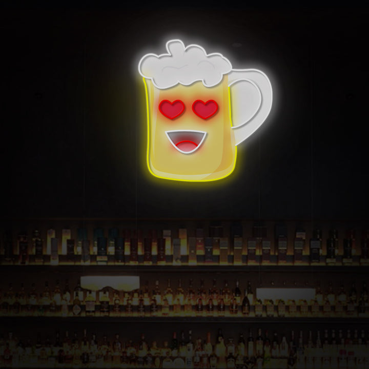 "Emoji Beer Glass Mug" LED Neon Sign 2.0, Luminous UV Printed