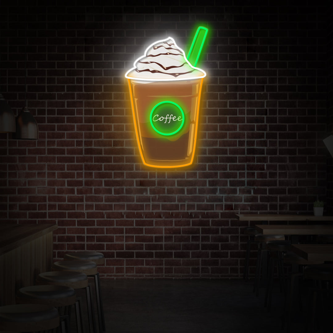 "Frappuccino Coffee Cups" Coffee Shop Decor, LED Neon Sign 2.0, Luminous UV Printed