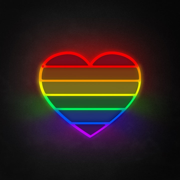 "Gay Pride, Heart Shape" Neon Like Sign