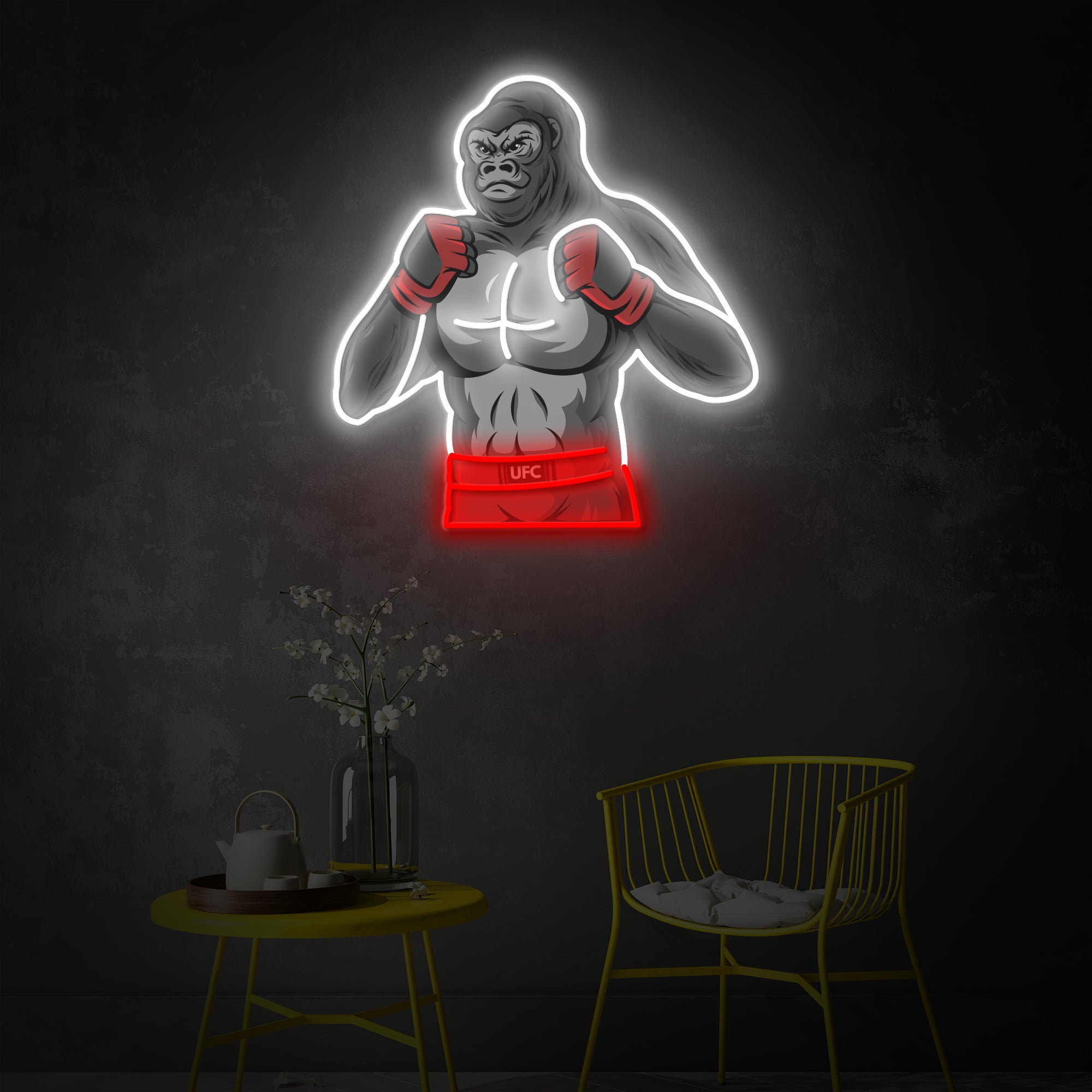 "Gorilla Fighter", Room Décor, Neon Wall Art, LED Neon Sign 2.0, Luminous UV Printed