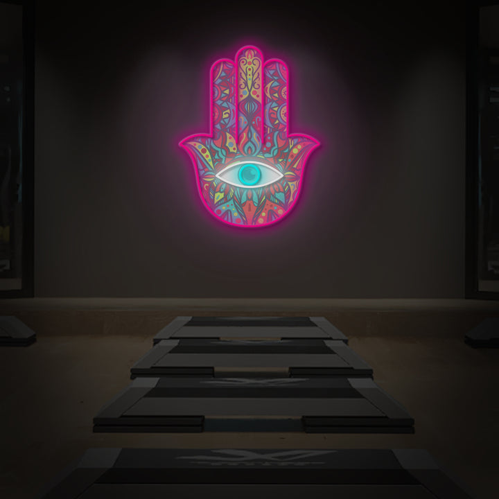 "Hamsa Fatima Hand" LED Neon Sign 2.0, Luminous UV Printed