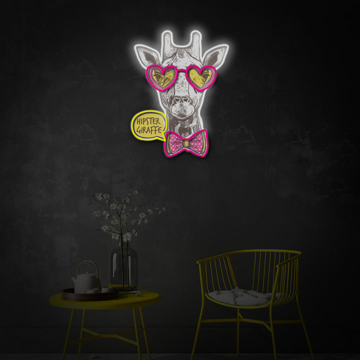 "Hipster Giraffe" LED Neon Sign 2.0, Luminous UV Printed