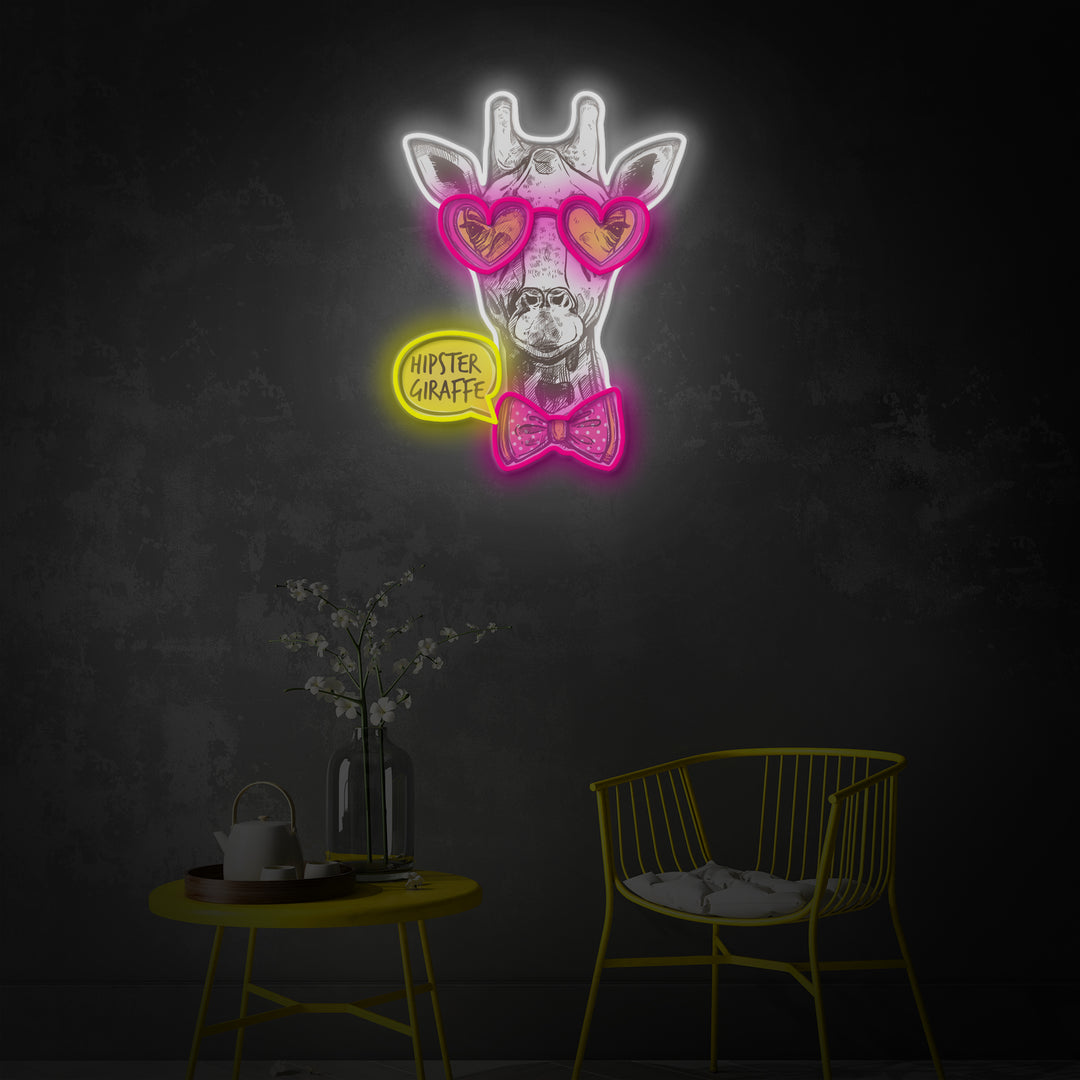 "Hipster Giraffe" LED Neon Sign 2.0, Luminous UV Printed