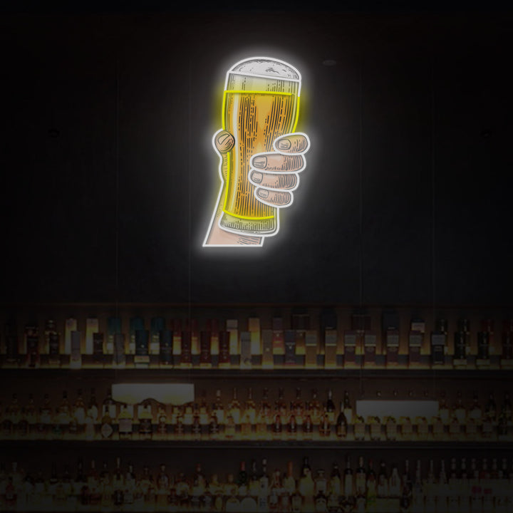 "Holding Beer Glass" LED Neon Sign 2.0, Luminous UV Printed