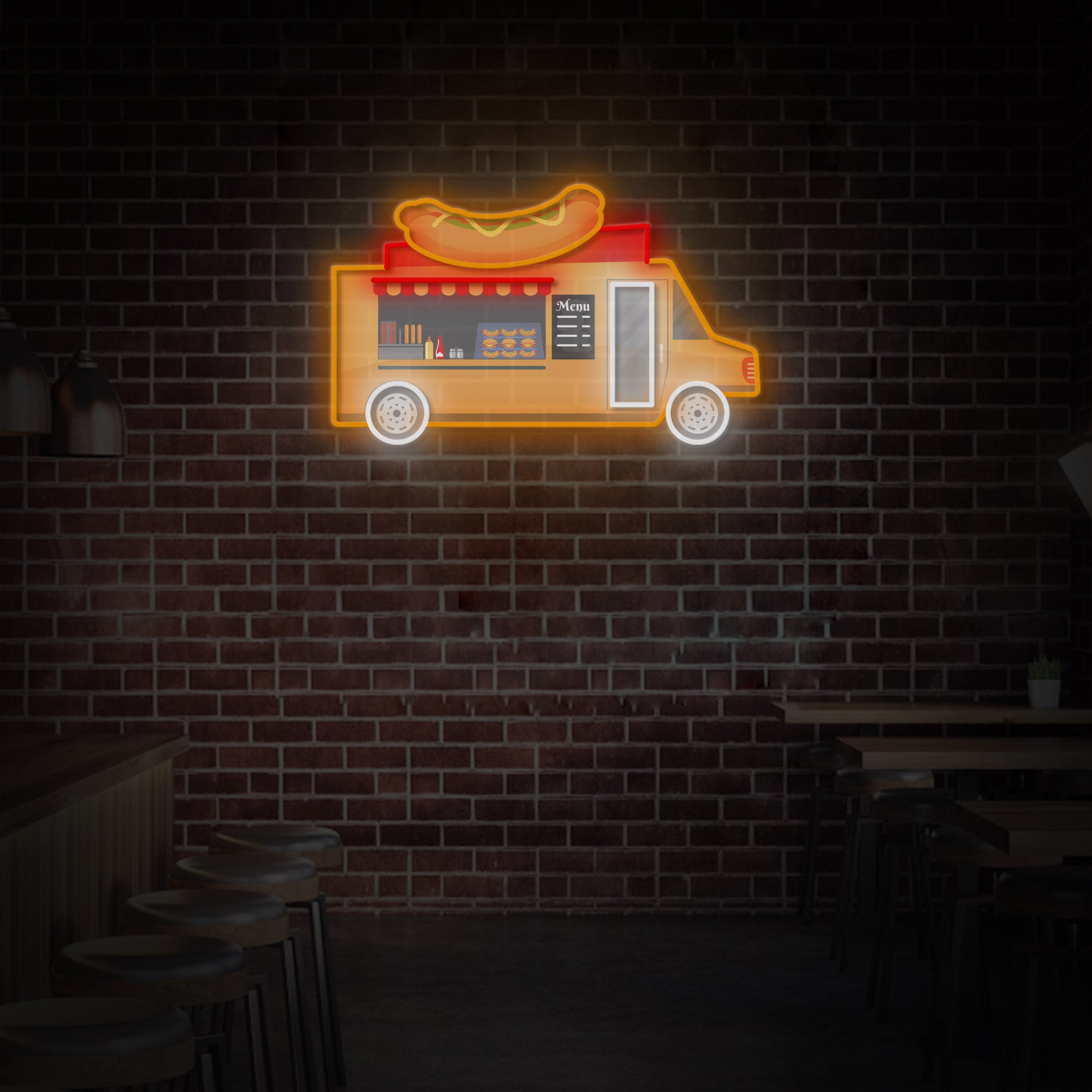 "Hotdog Bus" LED Neon Sign 2.0, Luminous UV Printed