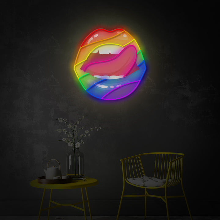 "LGBT Pride Mouth" LED Neon Sign 2.0, Luminous UV Printed