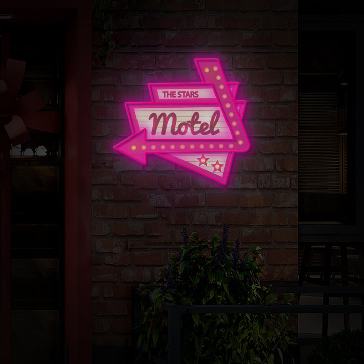"Motel" LED Neon Sign 2.0, Luminous UV Printed