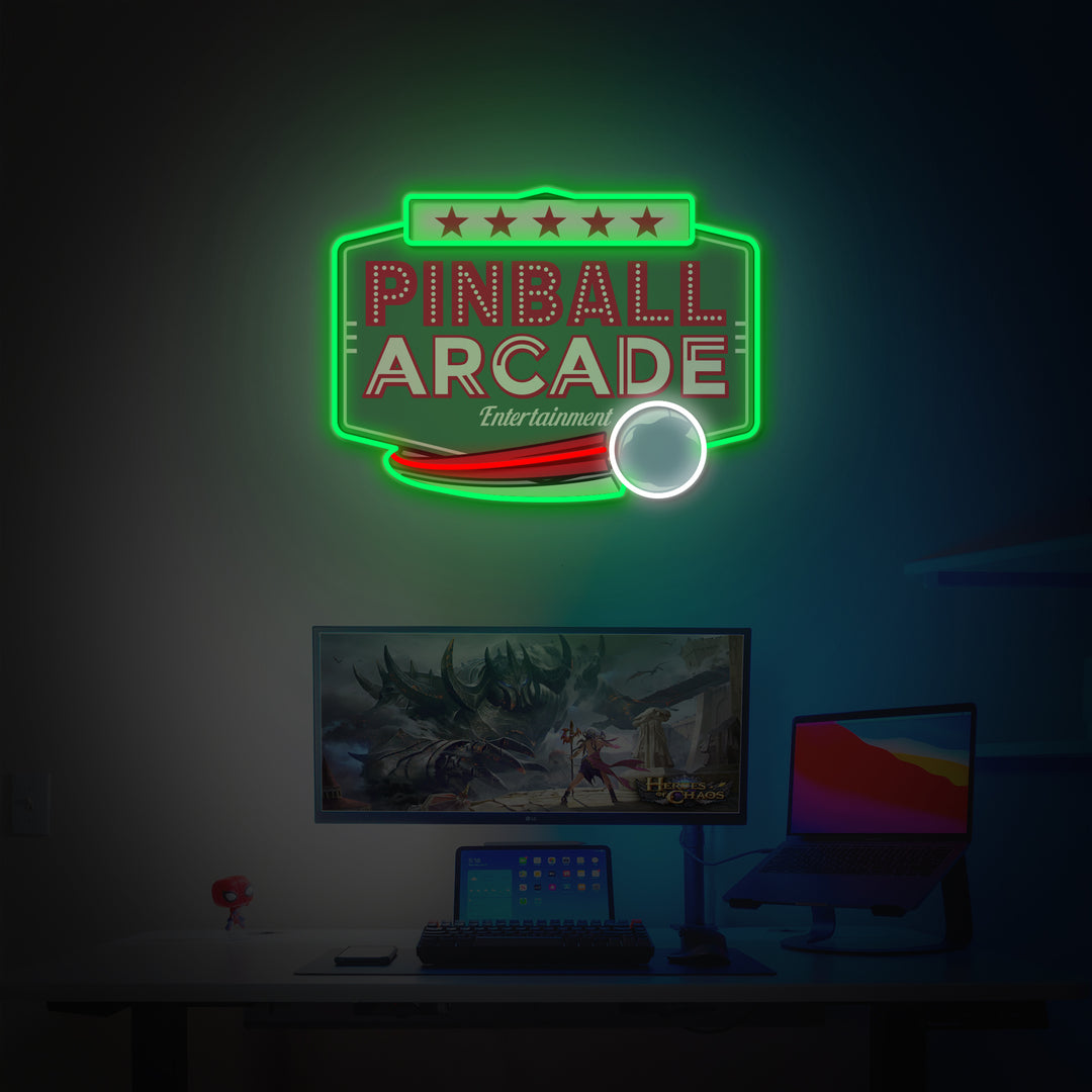 "Pinball Game Arcade Vintage" Game Room Decor, LED Neon Sign 2.0, Luminous UV Printed