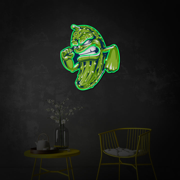 "Powerful Cucumber Crazy Cucumber" Room Decor, Neon Wall Art, LED Neon Sign 2.0, Luminous UV Printed