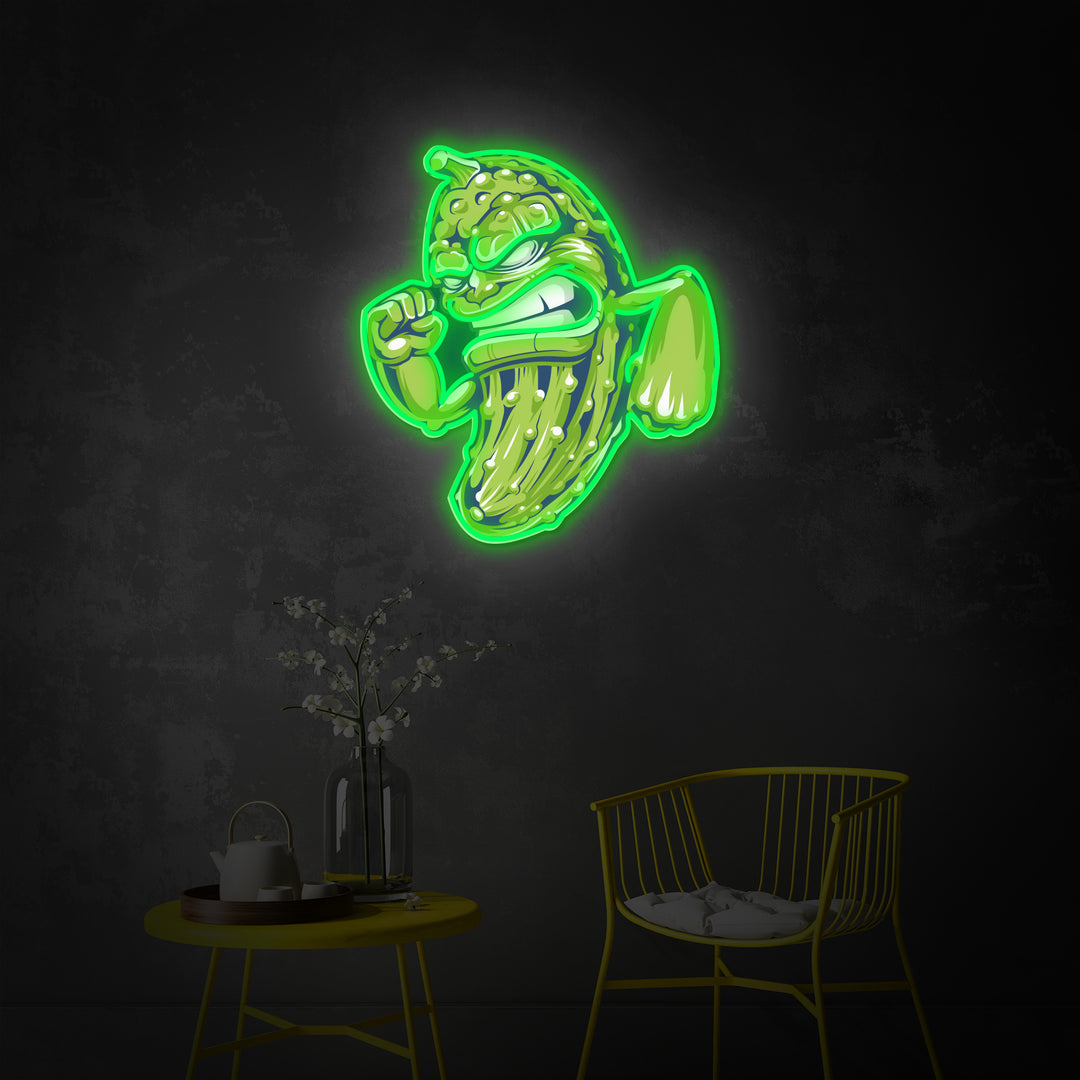 "Powerful Cucumber Crazy Cucumber" Room Decor, Neon Wall Art, LED Neon Sign 2.0, Luminous UV Printed