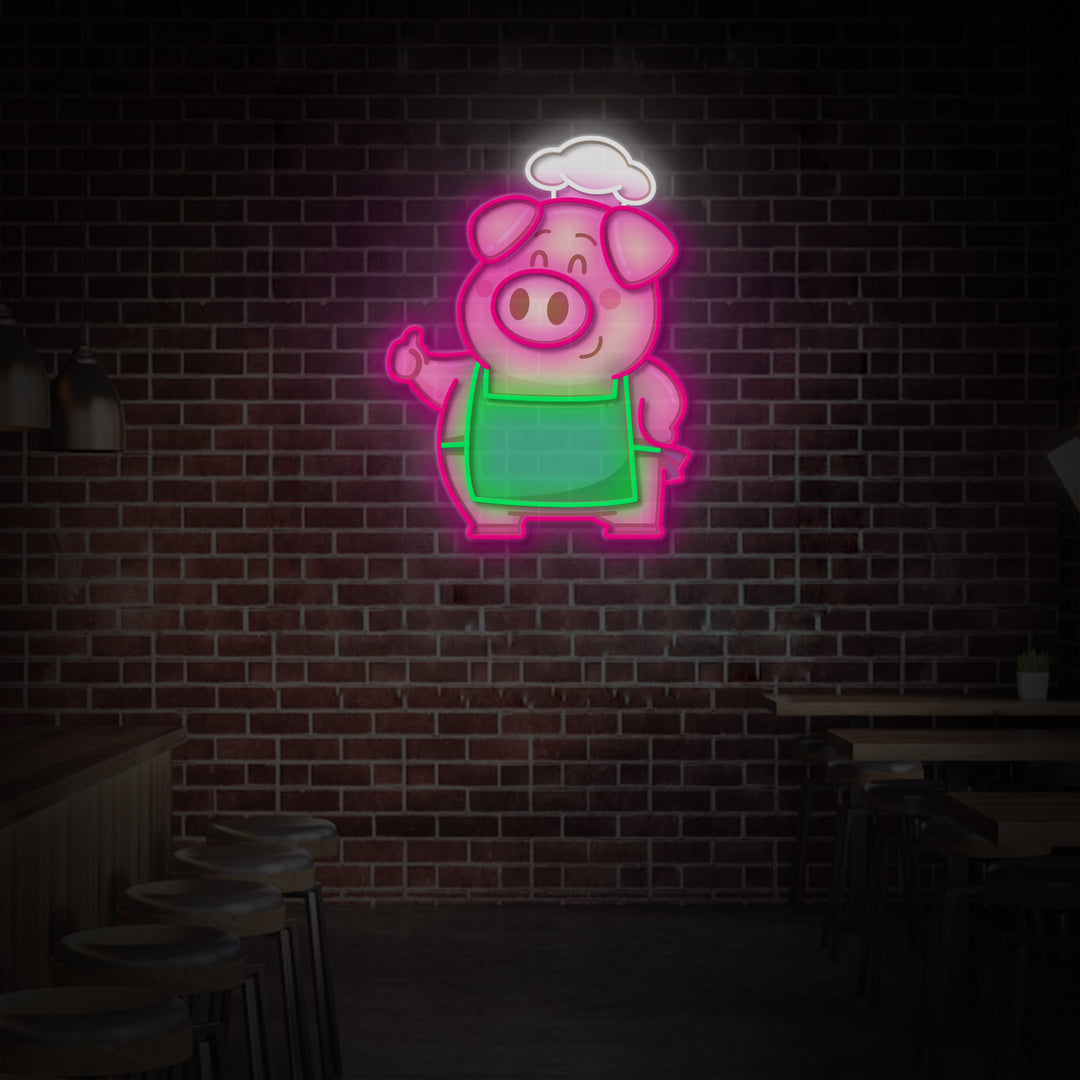 "Restaurant Chef Pig" LED Neon Sign