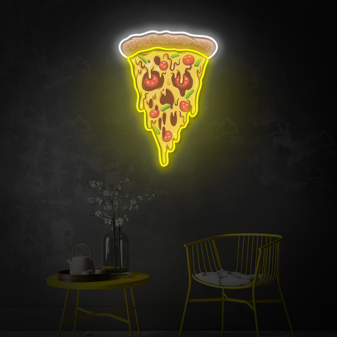 "Scary Pizza Halloween" Room Decor, Neon Wall Art, LED Neon Sign 2.0, Luminous UV Printed
