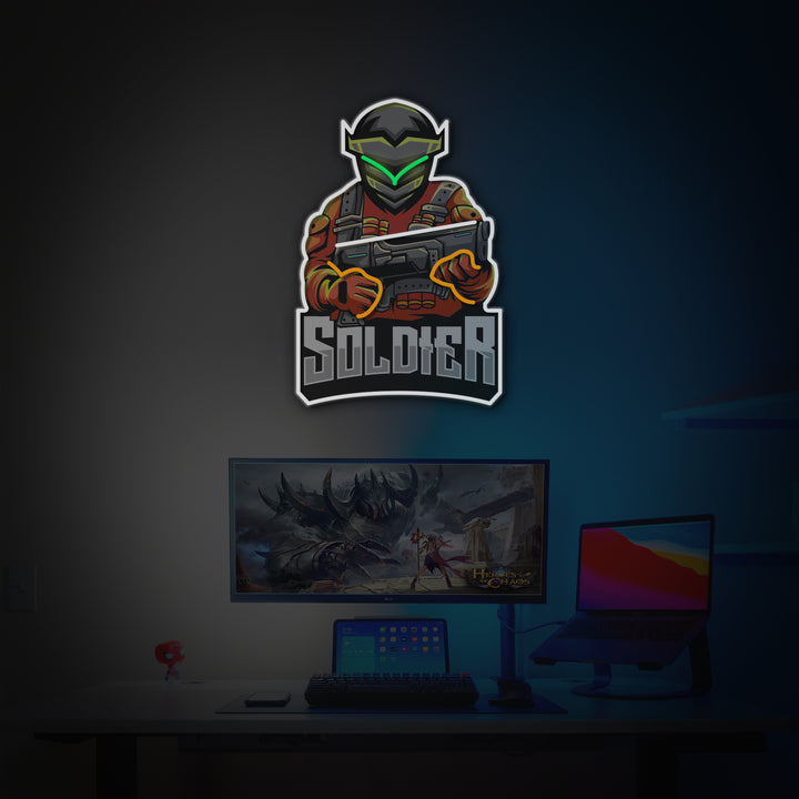 "Soldier Robot" Game Room Decor, LED Neon Sign