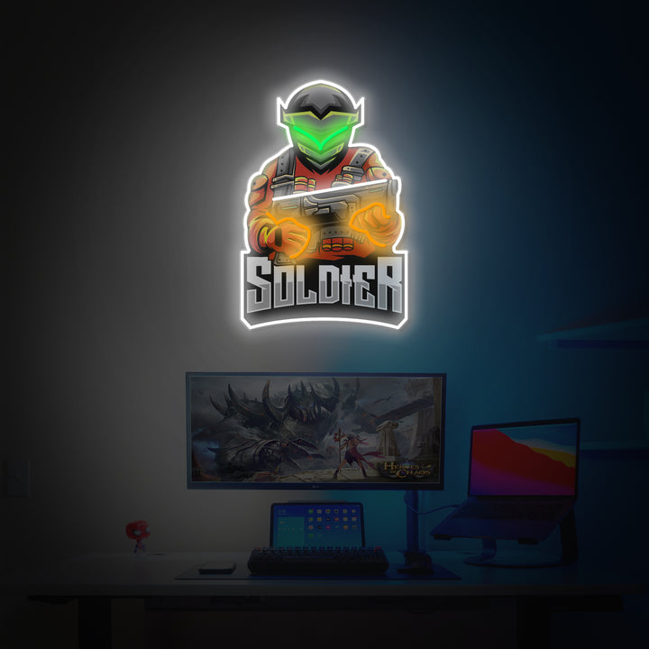 "Soldier Robot" Game Room Decor, LED Neon Sign 2.0, Luminous UV Printed