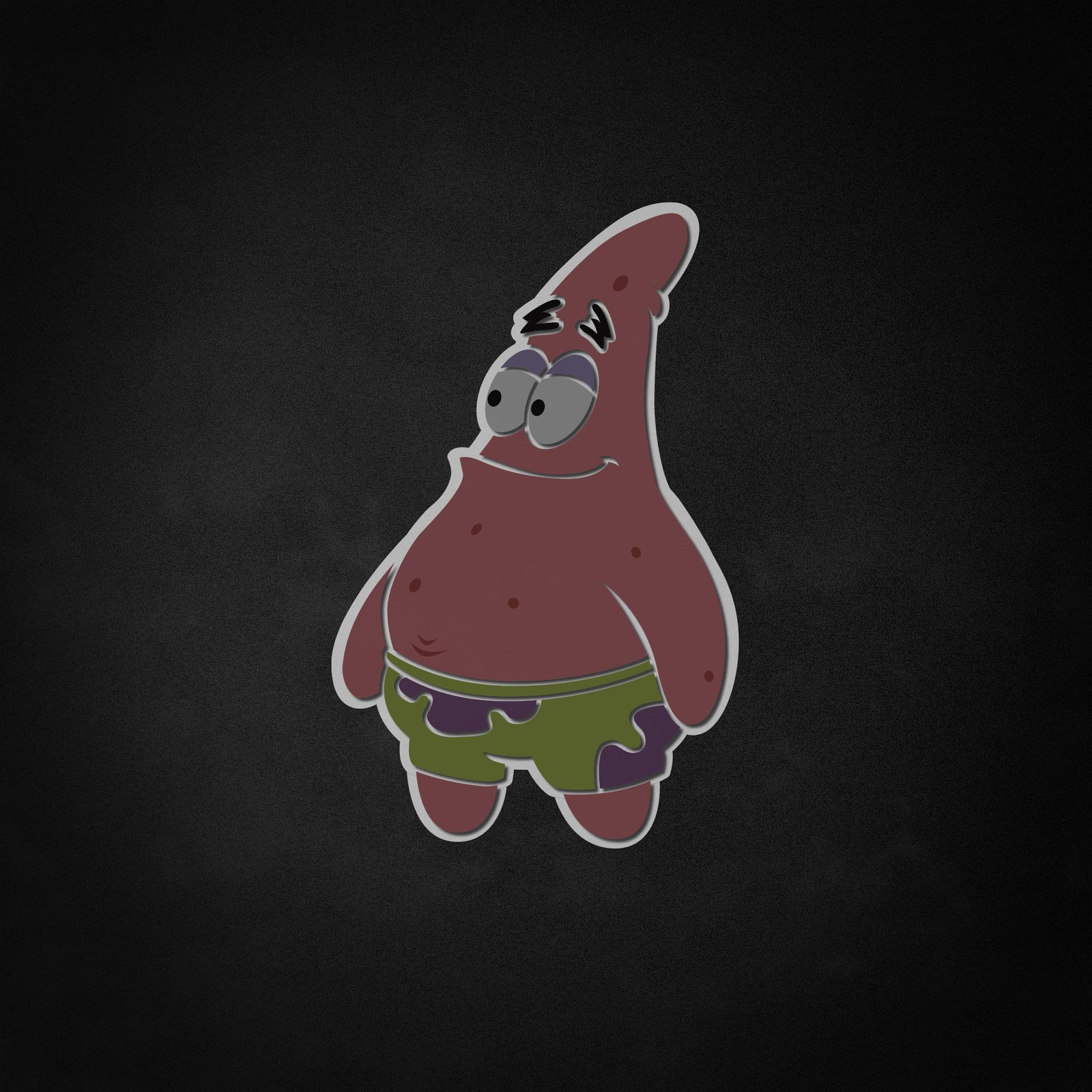 A flat illustration of a Patrick Star neon-style sign design with visible sculpted parts.