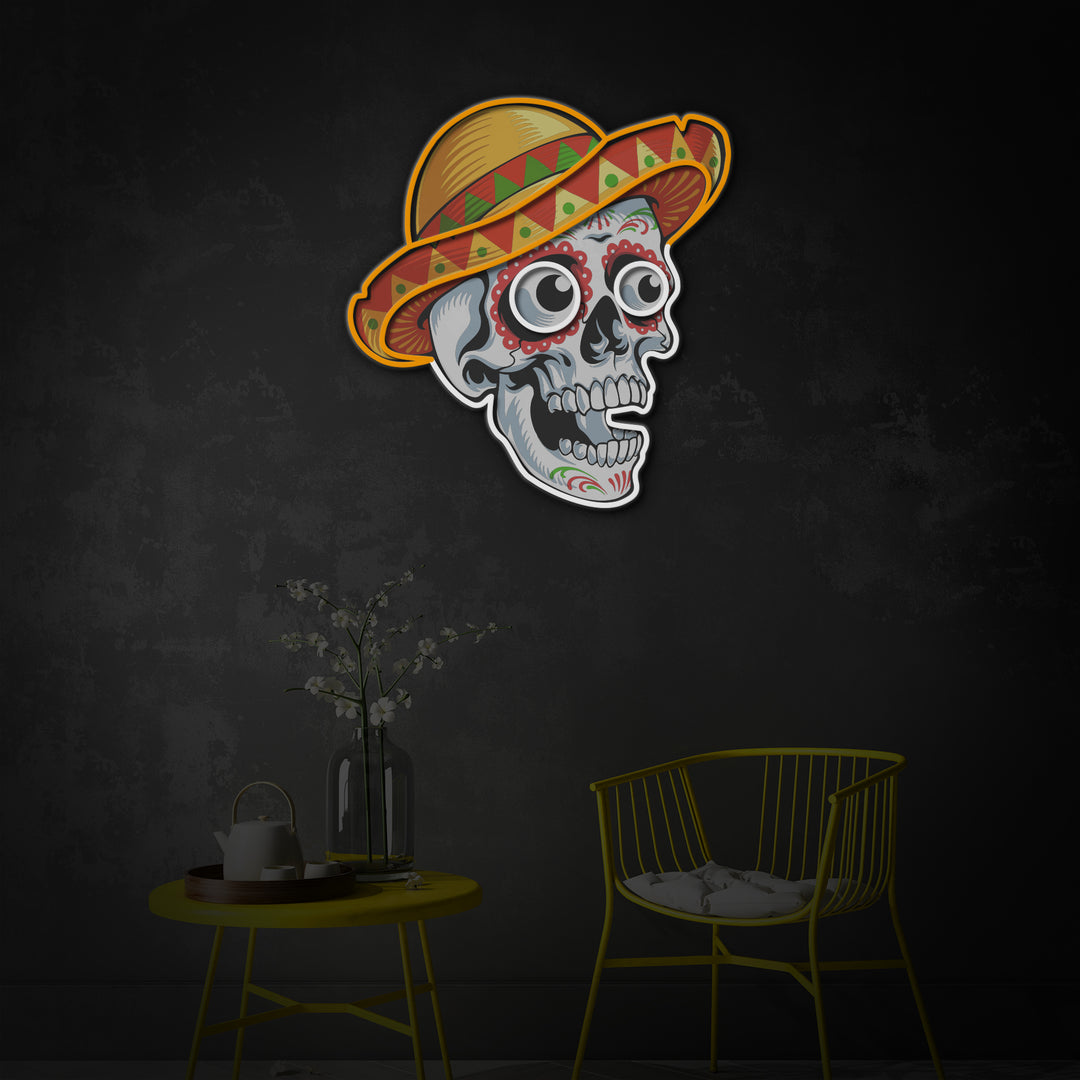 Day of the Dead Neon Sign, Neon Day of the Dead Wall Art