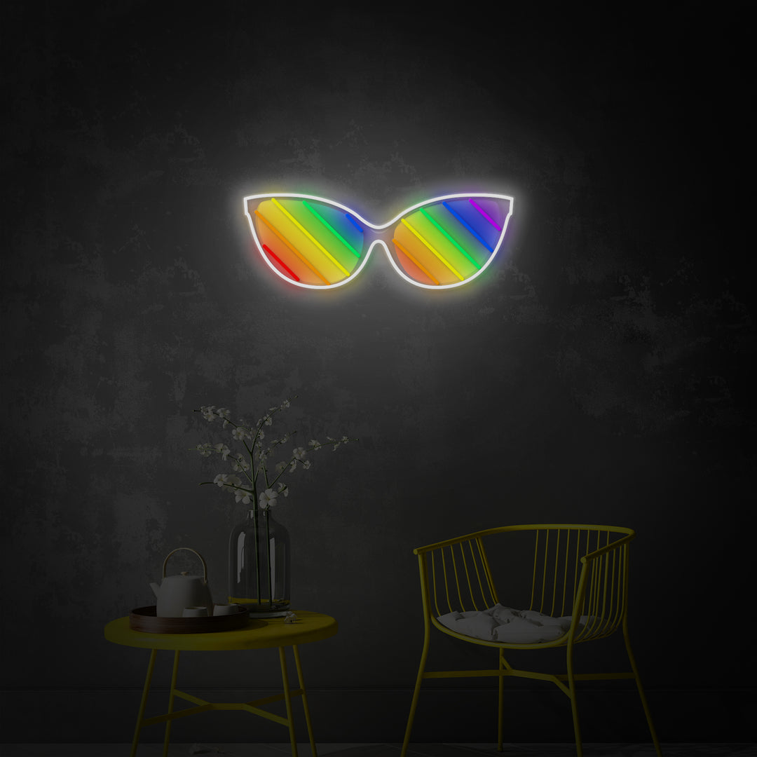 "Sunglasses LGBT Pride" LED Neon Sign 2.0, Luminous UV Printed