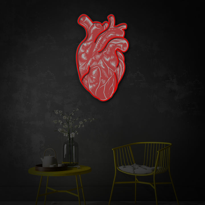 "Vintage Anatomical Heart", Room Décor, Neon Wall Art, LED Neon Sign 2.0, Luminous UV Printed