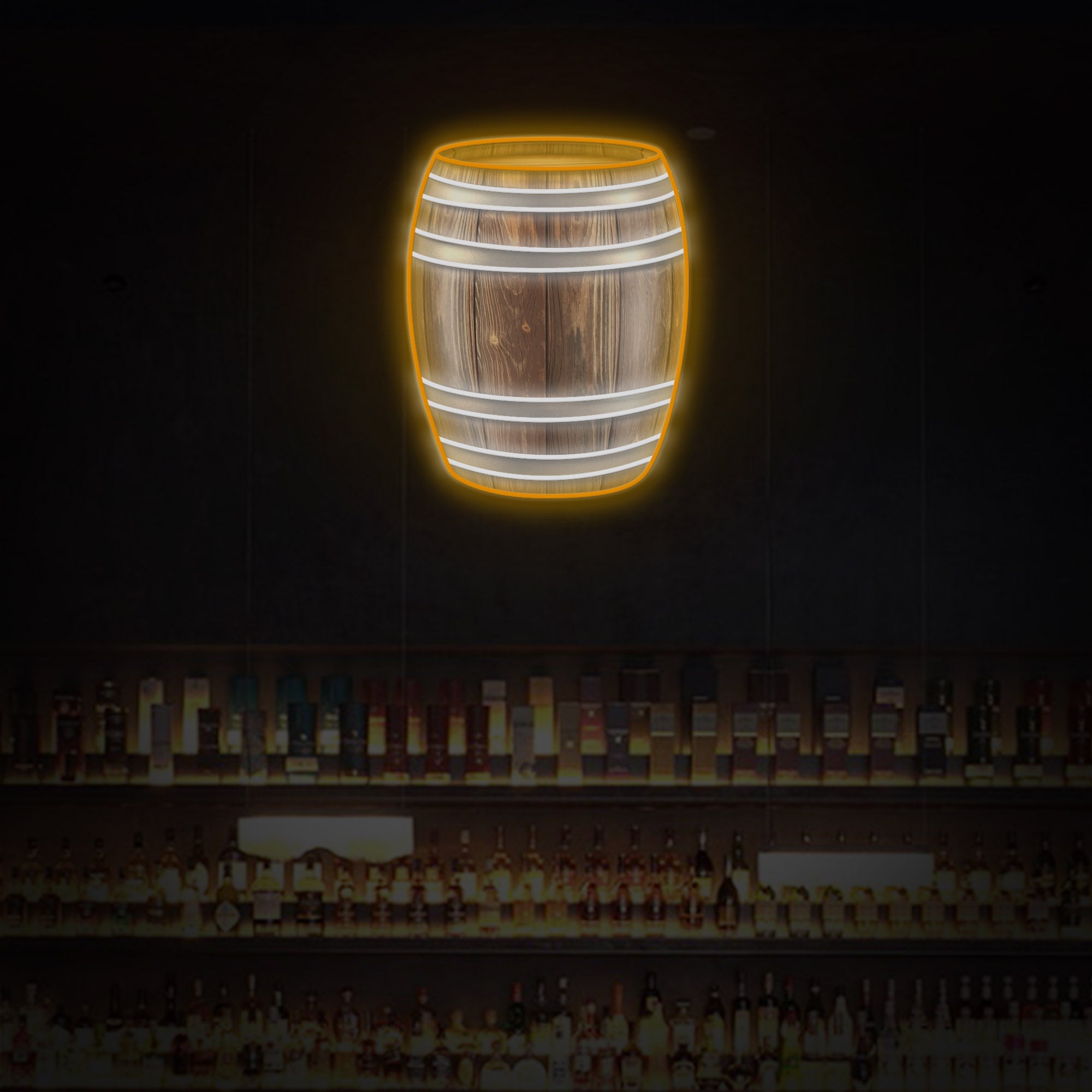 "Wooden Barrel Wine Beer Bar" LED Neon Sign 2.0, Luminous UV Printed